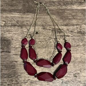 Layered Maroon Wine Colored Statement Necklace